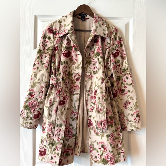 Madison Studio Floral Belted Trench in Cream and Pink Size 8 - Picture 7 of 9